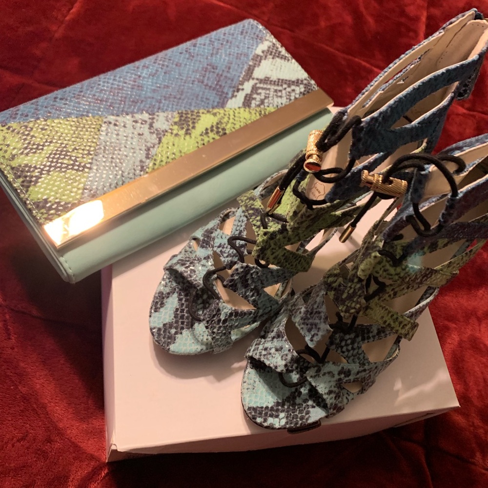 Aldo Python Heels & Matching Clutch